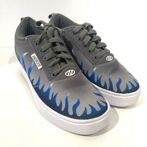 Heelys Pro 20 Prints Skate Sneaker Shoes Size 7 Gray Blue Flames Boys Girls Y2K
